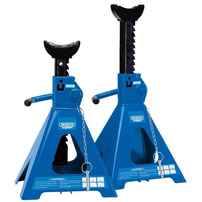 Pair of Pneumatic Rise Ratcheting Axle Stands (5 tonne)