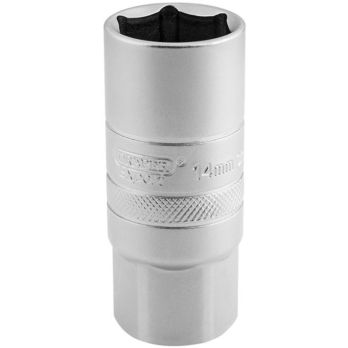 1/2" Square Drive 14mm Thread 6 Point Satin Chrome Spark Plug Socket (21mm Socket)
