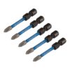 Draper Expert Cross Slot/PH Type Impact Screwdriver Bits, No.1 x 50mm, 1/4" Hex (Pack of 5)