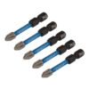 Draper Expert Cross Slot/PH Type Impact Screwdriver Bits, No.2 x 50mm, 1/4" Hex (Pack of 5)