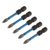 Draper Expert PZ-Type Impact Screwdriver Bits, No.1 x 50mm, 1/4" Hex (Pack of 5)