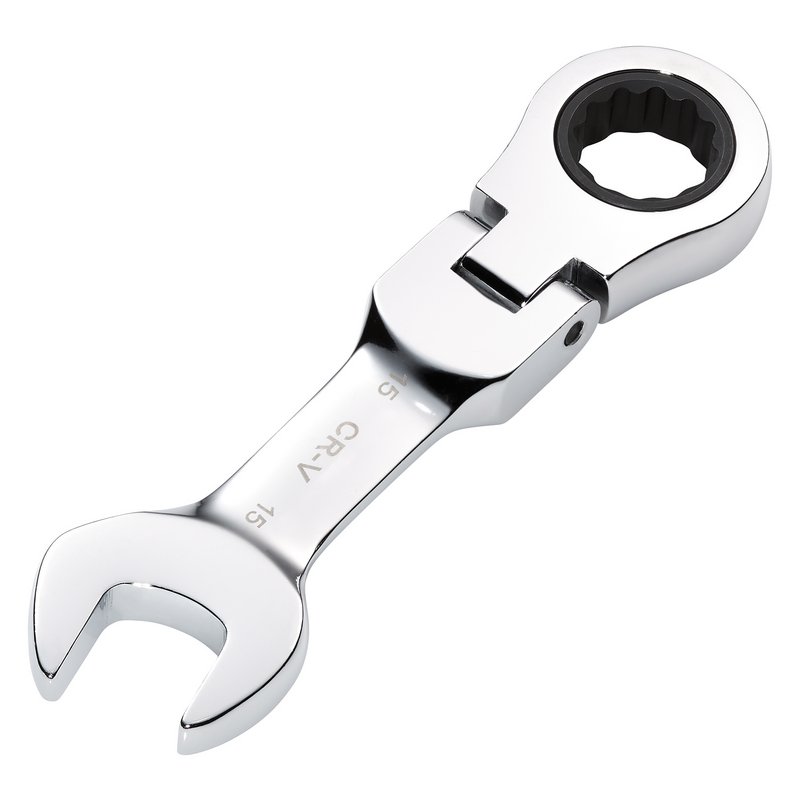 Draper HI-TORQ® Metric Stubby Flexible Head Ratchet Combination Spanner, 15mm