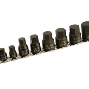 Low Profile Impact AF Hex Socket Bit Set 1/4"D, 3/8"D 9pc