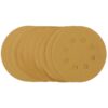 Gold Sanding Discs with Hook & Loop, 125mm, 320 Grit, 8 Dust Extraction Holes (Pack of 10)