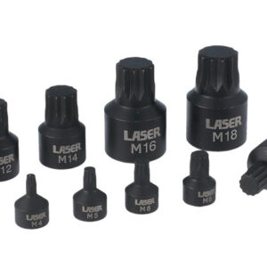 Low Profile Spline Socket Bit Set 1/4"D, 3/8"D, 1/2"D 9pc