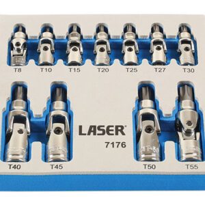 Tamperproof U/J Star Socket Bit Set 1/4"D, 3/8"D 11pc